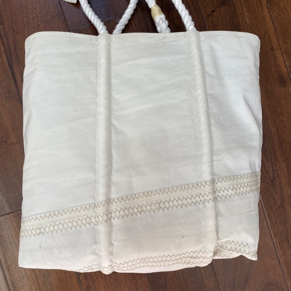 NWT Sea Bags Medium Tote White, Navy & Yellow - Picture 3 of 6
